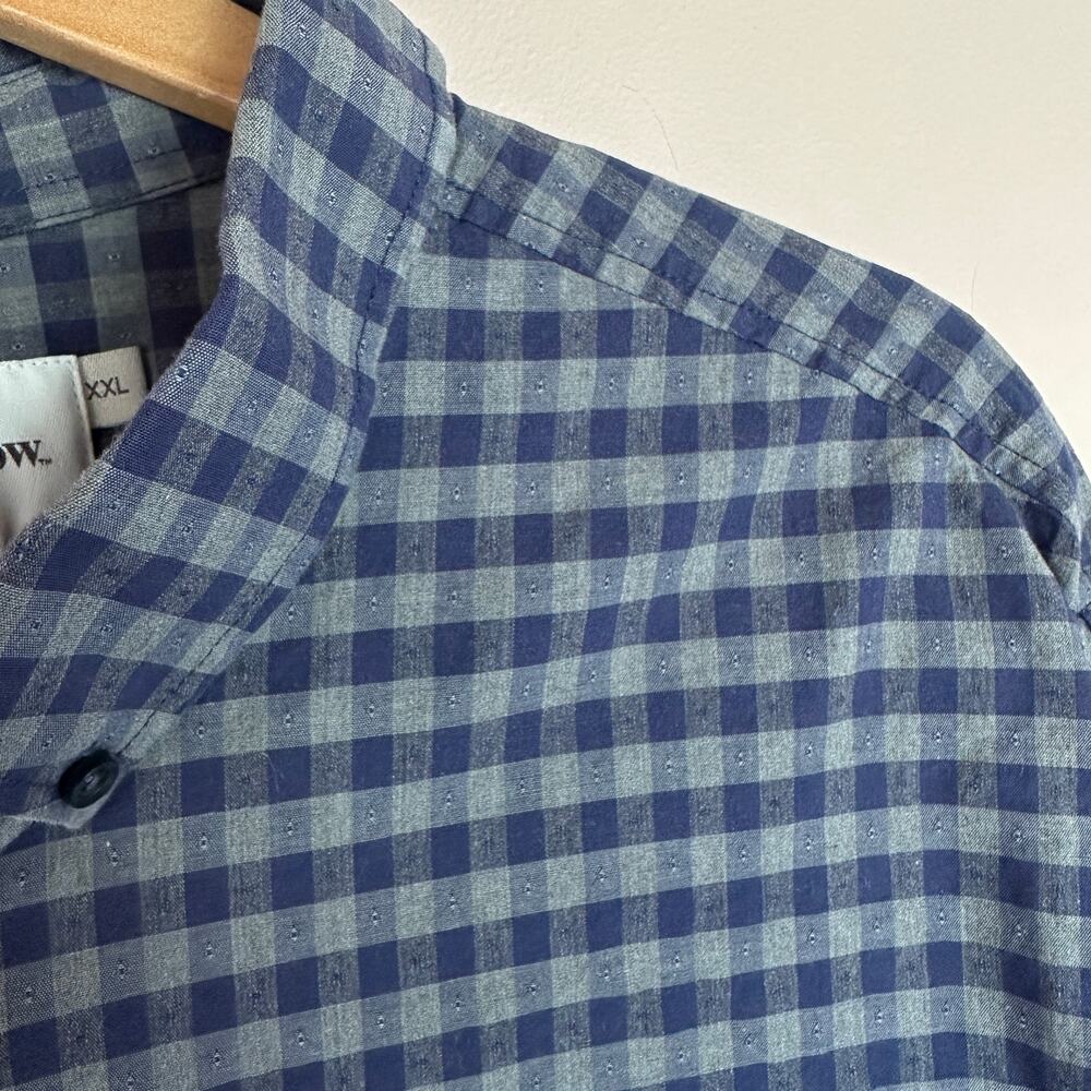 Goodfellow Blue Gray Check Plaid Gingham Button Down Shirt XXL Men's - Picture 3 of 8